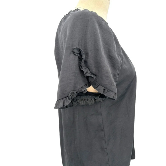 Current‎ Air Los Angeles Black Ruffle Short Sleeve Blouse Size Small - Picture 6 of 11